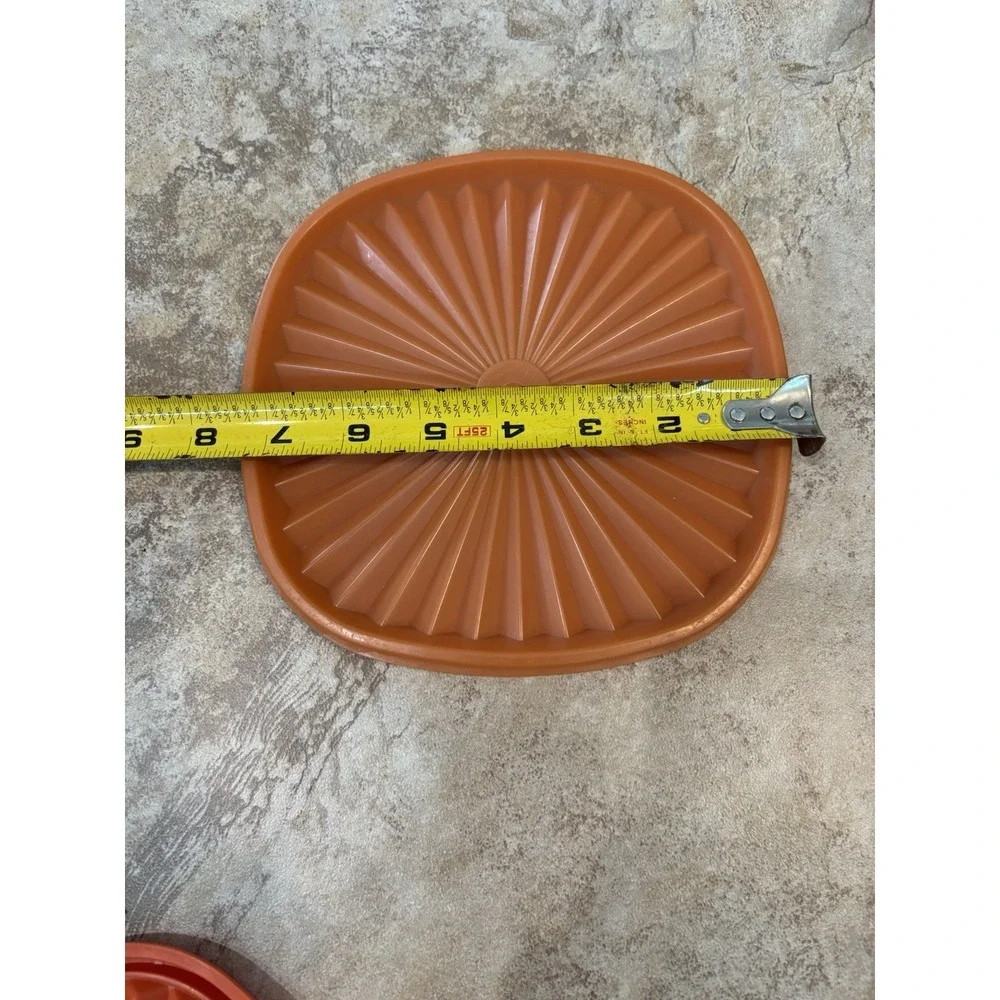 Tupperware Servalier Square Lid Starburst Replacement Burnt Orange Vintage 7.25